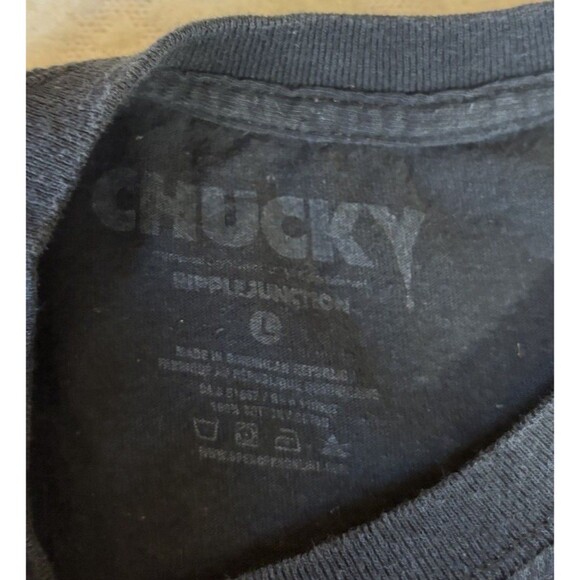 Chucky Doll Wanna Play Horror Movie Series Graphic Black Shirt Men’s Size L - Picture 14 of 16